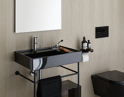 Подвесная раковина Kartell by laufen 60х46х12 см, черный глянец, полочка справа, с 1 отверстием для смесителя, SaphirKeramik 8.1033.4.020.111.1 Laufen